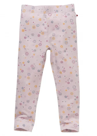 Flower leggings for girls in organic cotton - Lilac_109445