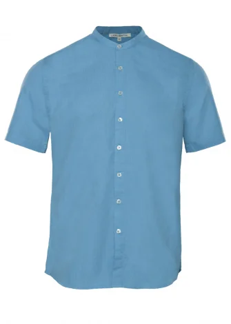 Men's ocean blue Ruben shirt in natural linen_109770