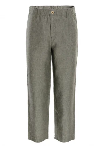 Men's thyme-coloured Oleg trousers in natural linen_109775