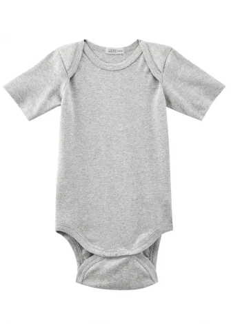 Grey melange baby short-sleeved bodysuit in organic cotton_109848