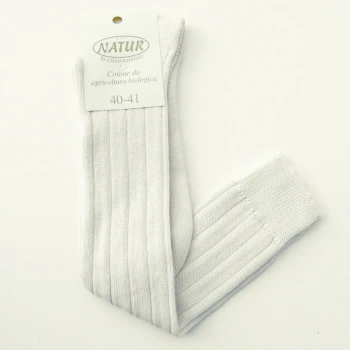 Thick knee high socks in undyed organic cotton_43170