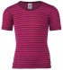 Organic wool and silk striped short-sleeved children's shirt - Purple striped