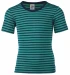 Organic wool and silk striped short-sleeved children's shirt - Navy blue/green striped