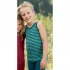 Kids' striped tank top in organic wool and silk - machine washable - Navy blue/green striped