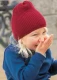 Disana children's long cap in organic merinos wool - Dark Red