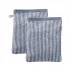 Manopola da bagno in cotone biologico - 2 pezzi - Righe naturale/blu chiaro