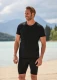 Man short sleeve Sport shirt in organic virgin wool and silk - Black