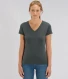 Women's Evoker V-neck T-shirt in organic cotton - Anthracite gray