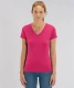 Women's Evoker V-neck T-shirt in organic cotton - Raspberry