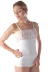 Modal and cotton Singlet Vest with lace - White