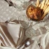 Tablecloth with 12 napkins in organic cotton - Fruits hazelnut