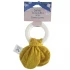 Multisensory ring teether in rubber and organic cotton - Yellow