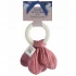 Multisensory ring teether in rubber and organic cotton - Pink