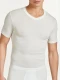 WSK man V neck undershirt in pure merino wool and silk - Natural white