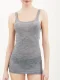Shoulder strap vest top in soft merino wool - Gray melange