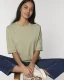 T-shirt boxy Fringer da donna in cotone biologico pesante - Verde salvia