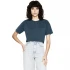 Women's short-sleeved short shirt in organic cotton - Black - Denim