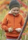 Sweater with zip for children in organic wool - Orange