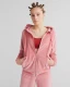 Nicky women's hooded jacket in organic cotton chenille - Old rose