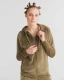 Nicky women's hooded jacket in organic cotton chenille - Olive