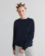 Nicky women's sweater in organic cotton chenille - Navy