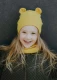 TEDDY hat with ears for children in organic cotton - Honey