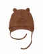 ORGANIC COTTON HAT WITH TEDDY EARS - Caramel