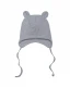 ORGANIC COTTON HAT WITH TEDDY EARS - Light grey