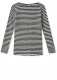 BLUSBAR Long sleeve for women in pure merino wool - Natural/black striped