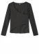 BLUSBAR ASYMMETRICAL Long sleeve for women in pure merino wool - Charcoal