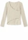 BLUSBAR ASYMMETRICAL Long sleeve for women in pure merino wool - Natural white