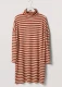 BLUSBAR turtleneck dress for women in pure merino wool - Natural / rust stripes