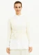 BLUSBAR Long Sleeved Wrap-over for women in pure merino wool - Natural white