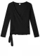 BLUSBAR Long Sleeved Wrap-over for women in pure merino wool - Charcoal