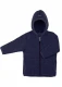 Heavy hooded jacket for kids in organic wool fleece - Navy Blue