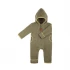 Overall with hood for kids in organic wool fleece - Moss green