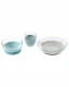 Glass Dinner Set with Suction Cup - Plate + Bowl + Glass - Blue