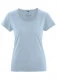 T-shirt con girocollo arrotolato da donna in canapa e cotone biologico - Cielo