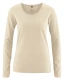 Woman's rolled crew neck sweater in hemp and organic cotton - Sand