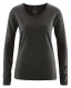 Woman's rolled crew neck sweater in hemp and organic cotton - Black
