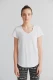 T-shirt Flammè collo a V da donna in puro cotone biologico - Bianco Naturale