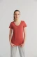 T-shirt Flammè collo a V da donna in puro cotone biologico - Terracotta