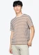T-shirt Verkstad a righe con taschino da uomo in puro cotone biologico - Cammello