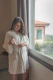 Kimono dressing gown in organic bamboo and cotton - Ivory