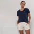 Pantaloncini pigiama donna in cotone biologico - Bianco Naturale