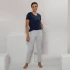 Sleep trousers for woman in organic cotton - Gray melange