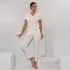 Sleep trousers for woman in organic cotton - Natural white