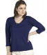 Women's t-shirt in silk and linen - Indigo blue