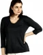 Women's t-shirt in silk and linen - Black
