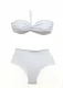 Bandeau bikini with high cotton briefs - White